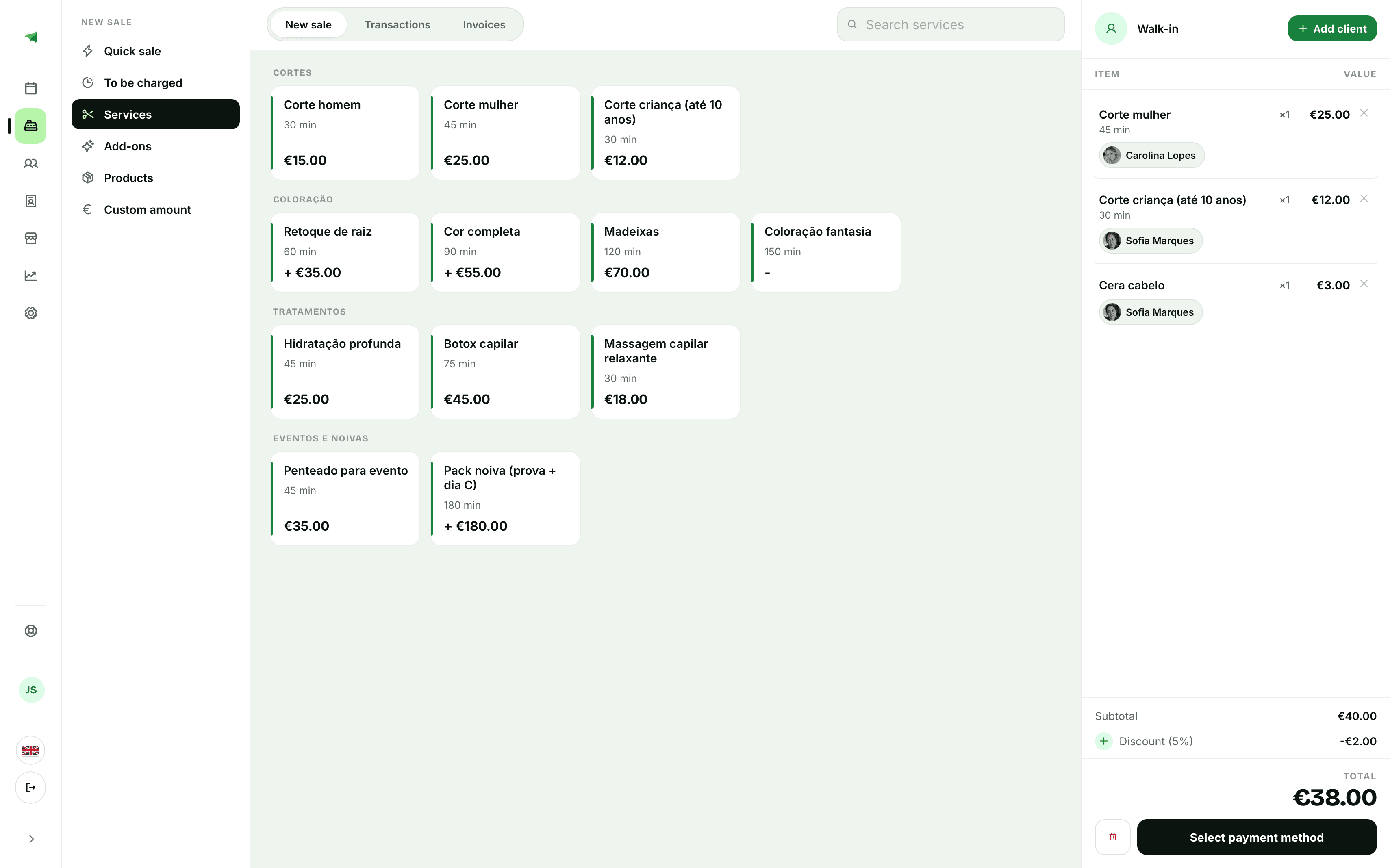 Checkout: Service Selection