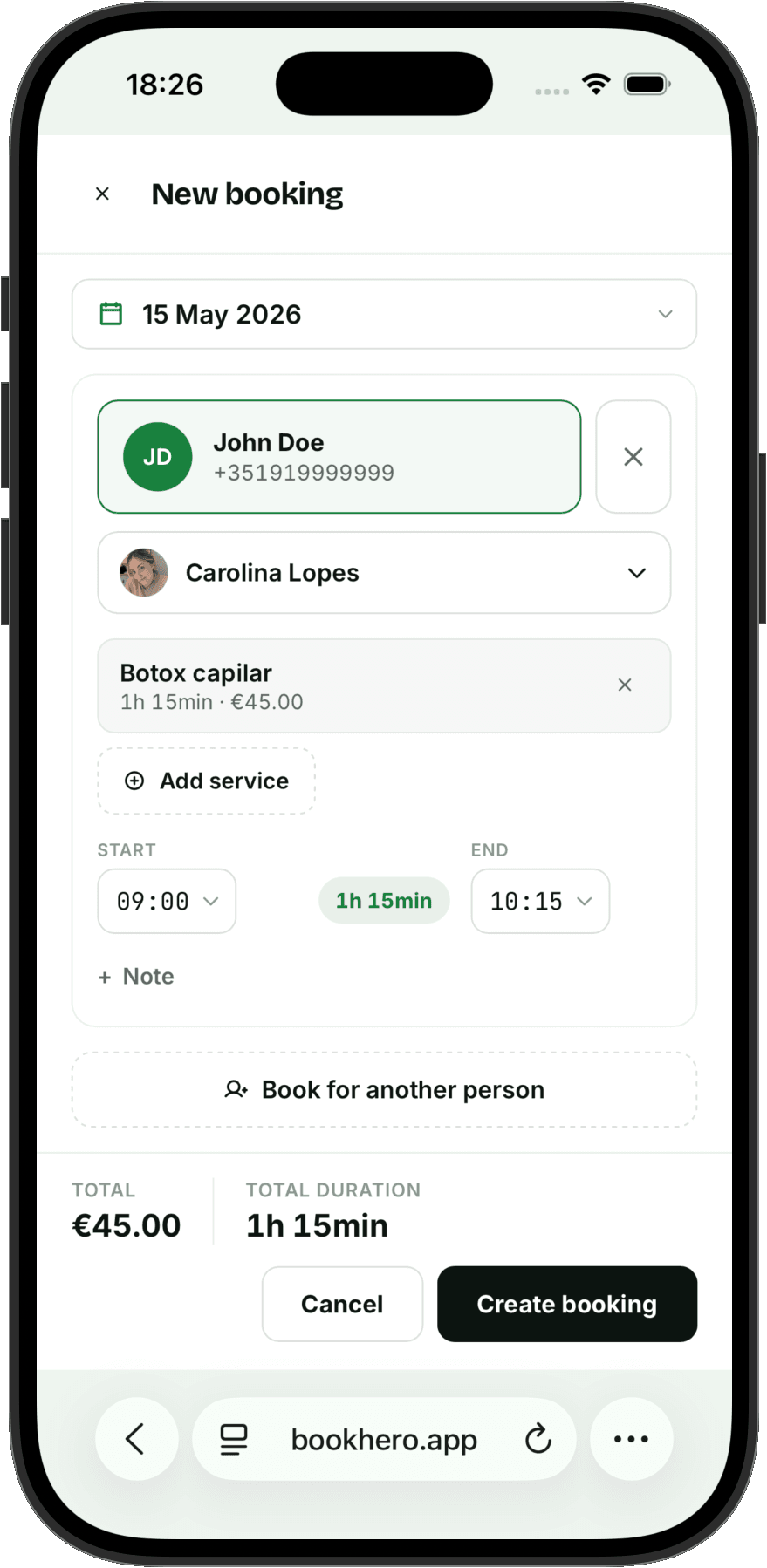 Booking Interface
